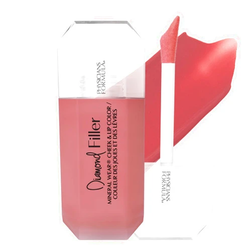 Physicians Formula Mineral Wear®Diamond Filler Cheek & Lip Color, Serum-to-Cream Multi-Use Liquid Blush Formula, Plumps & Smooths for Fuller Looking Cheeks & Lips, Monochromatic Look - Radiant Pink