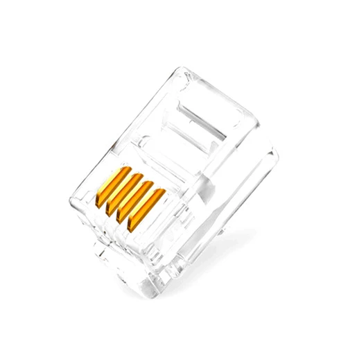 JODROAD 50Pack Telephone Modular Plug RJ9/RJ10 4P4C Connectors for Phone Line Cord (4P4C)