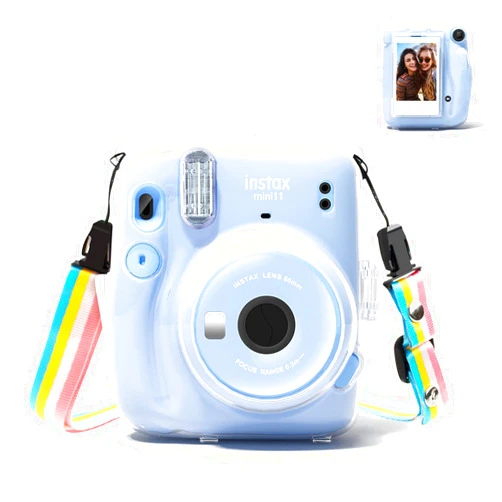 Rieibi Mini 11 Case - Clear Protective Case for Fujifilm Instax Mini 11 Instant Camera - Crystal Hard PC Cover with Removable Shoulder Strap - Transparent