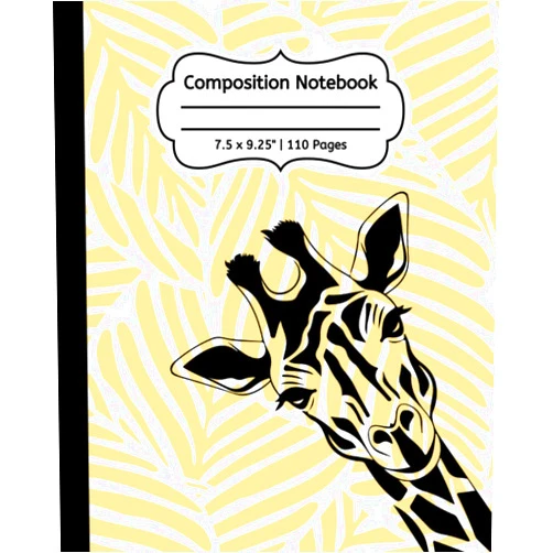 Another Duck Production Journals Giraffe Composition Notebook with Yellow Leaves: Lined Journal for School, Kids, Teachers, Notes, etc | 110 pages, 7.5 x 9.25