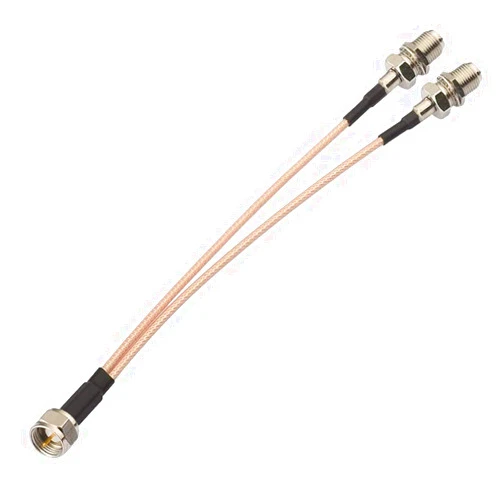 Supmory F Type Coax Cable Splitter F Male to F Dual Female Cable 75Ohm for Cable Connection, TV, Satellite Receiver (25CM/10 inch)