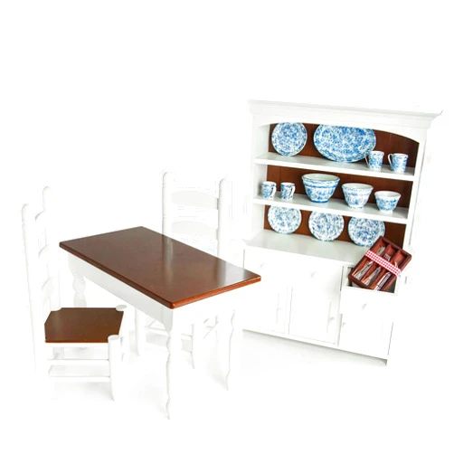 The Queen's Treasures 18 in Doll Furniture and Accessories, 29 Pc Furniture Fully Dining Room Set, Includes Table & Chairs, Hutch, Dishes and Flatware, Compatible with American Girl Kitchen Furniture