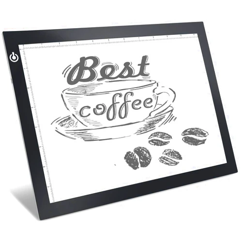 LooEooDoo Black A4 Dimmable LED Artcraft Light Box Tracer Slim Light Pad Portable Tablet, USB Power Cable Copy Drawing Board Tracing Table for Artists Designing, Animation, Sketching, Stenciling X-ray Viewing
