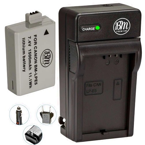 Big Mike's BM Premium LP-E5 Battery and Charger Kit for Canon EOS Rebel XS, Rebel T1i, Rebel XSi, 1000D, 500D, 450D, Kiss X3, Kiss X2, Kiss F Digital SLR Camera