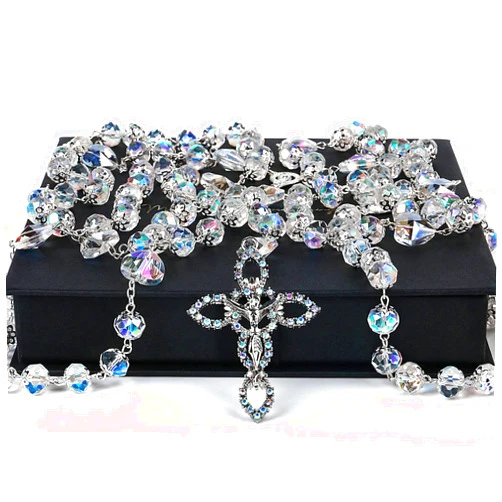 YMNLSASR Lazo Para Boda Catolica - Lazo Para Boda, Wedding Lasso,Crystal Arras Para Boda Catolica with Jesus Christ, Lazos Para Bodas De Iglesia Para Novios, Lasso for Wedding Ceremony, Wedding Lasso Catholic Set, Wedding Rosary