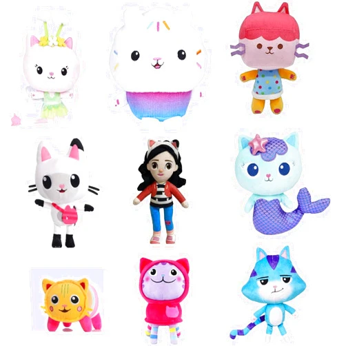 CROXAM Cute Plush Toys Collection, 9-Pack All Characters Included with Catrat Baby Box Mercat Kitty Fairy Cakey Pandy Paws DJ Catnip Pillow Cat GB Girl (9-Pack)