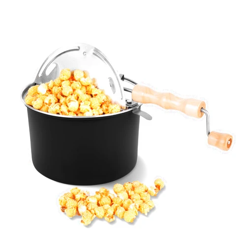 Fredeer Original Spinner Popcorn Popper 8 Quart, Spinner Stovetop Popper & Stainless Steel Stove-Top Popcorn Popper, Black