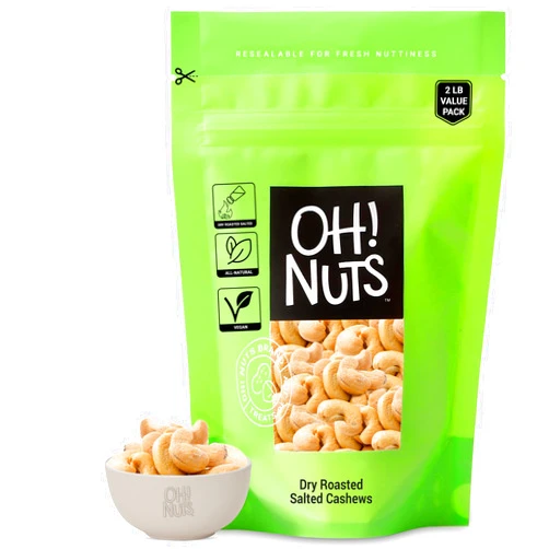 Oh! Nuts Cashews Roasted Salted | 2 lb | Oven Dry Roasted Cashews | Packed in New York Zip-Seal Bag for Exceptional Freshness by Oh Nuts