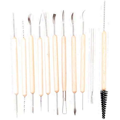 Zaowuren Art Supplies 11 PCS Sculpting Tools -DIY Wooden Handles Ceramic Tools Beginners Professionals Arts and Crafts,Wood and Steel,Home School Use