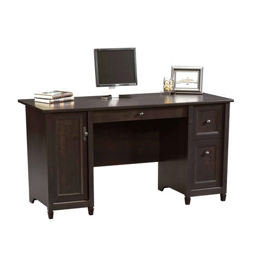 Sauder Edge Water Computer Desk with Storage Drawers, Home Office Desk, in Estate Black