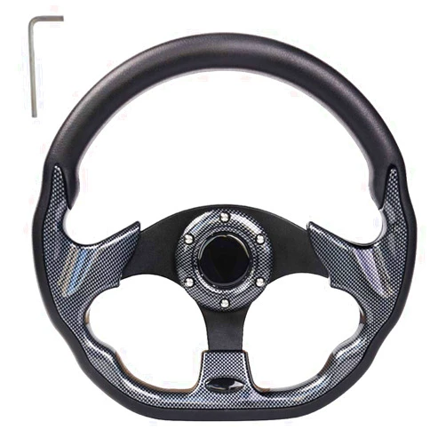 MOSNAI Golf Cart Steering Wheel or Adapter Fit Golf Cart Club Car EZGO Yamaha Universal Steering Wheel or Adapter for Club Car DS and Precedent (Black D Shape Design)