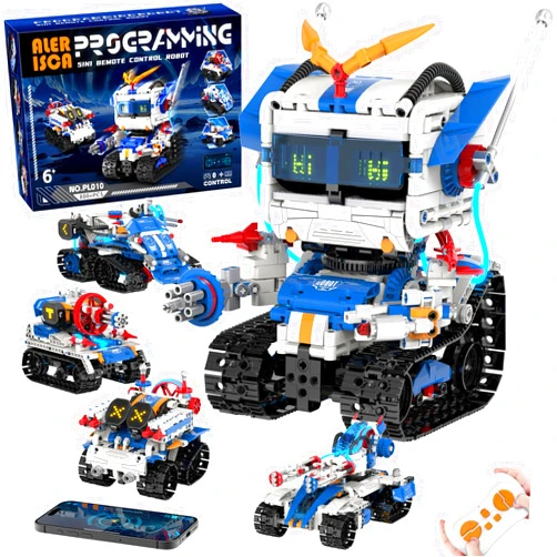 Alerisca 5in1 STEM Robot Building Kits for Kids 6-12, App & Remote Control STEM Car Tank Truck Robot Building Toys for Kids Science Learning, 800Pcs DIY Building Sets Erector Sets Gifts for Boys Girls