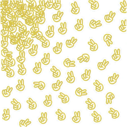 ShuanQ 120pcs Peace Sign Hand Confetti - Gold Glitter Peacekeeper Paper Scatter for Birthday Party Table Decoration - 2nd Birthday Peace Themed Party Supplies