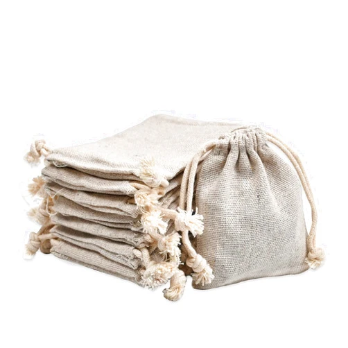calary 50pcs Double Canvas Drawstring Bag Cotton Pouch Gift Sachet Bags Muslin Bag Reusable Tea Bag 2.75x4 Inch