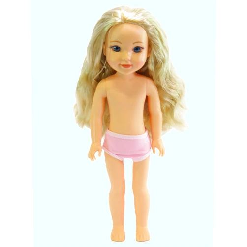 American Fashion World 14-Inch 'Amanda' Vinyl Posable Girl Doll with Wavy Blonde Hair and Blue Eyes | Undressed Doll