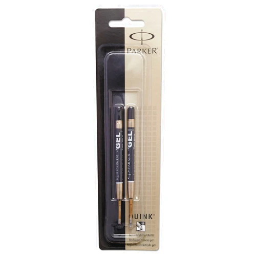 PARKER QUINK Ballpoint Pen Gel Ink Refills, Medium Tip, Black, 2 Count
