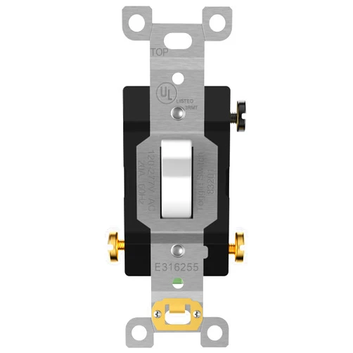 ENERLITES 20 Amp Toggle Light Switch, 3-Way or Single Pole, 20A 120/277V, Grounding Screw, Heavy Duty Commercial Grade, UL Listed, 83201-W, White