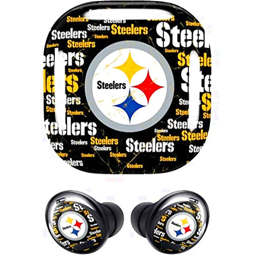 Skinit Decal Audio Skin Compatible with Samsung Galaxy Buds Pro - Officially Licensed NFL Pittsburgh Steelers Black Blast Design