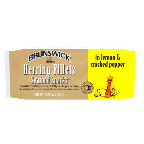 Brunswick Herring Fillets in Lemon & Cracked Pepper, 3.53 oz Can - 15g Protein per Serving - Gluten Free, Keto Friendly - Great for Pasta & Seafood Recipes