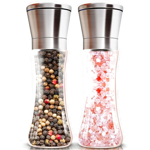 YANENAN Salt and Pepper Grinder Set,2 Pack Refillable Stainless Steel Spice Mill,Ceramic Blades,Adjustable Coarseness,That Can Be Used for Pepper,Cumin or Sea Salts