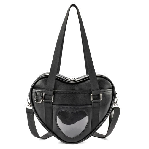 STEAMEDBUN Ita Bag Crossbody Heart Shaped Purse for Anime Pins Display