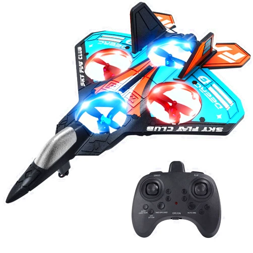 HOLYFUN Form Drone RC Airplane for Kids and Beginners, Remote Control Plane Fighter Jet Helicopter with Light, Auto Hovering, 360° Flip and 2 Batteries (18Mins)