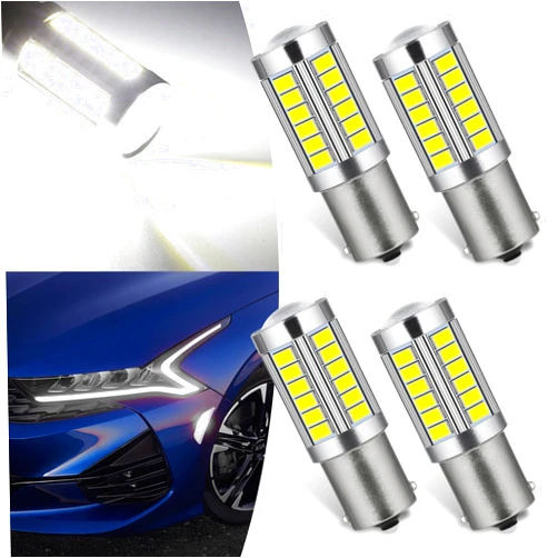 Gunroil 4 Pack 1156 Car LED Turn Signal Lights, Super Bright Vehicle Bulb Replacements, Lossless Installation, Universal Waterproof Automotive Lighting Bulbs for Car Truck SUV (White Light)