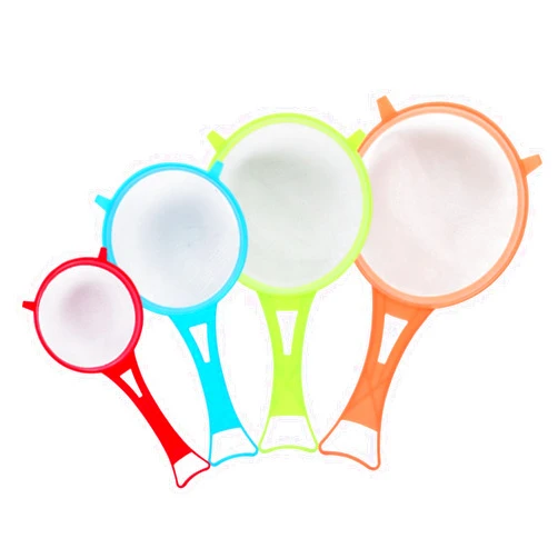 Shuaigetoao 4 Pcs Flour Sifter for Baking, Flour Sieve Scoop Strainer, Manual Mesh Colander Baking Tool, Multifunctional Juice Filter with Long Handle, Random Colors