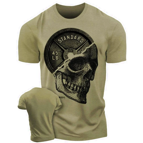 Gymish Lifestyle Skull Plate Gym Shirt, Work Out Deadlift Skull T-Shirt for Men