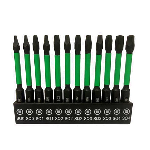 Aiyun 12Pack Square Bit Set - Magnetic Square Drive Bits, S2 Steel Hex Shank Square Head Screwdriver Set Sizes #0, 1, 2, 3, and #4 (65mm)
