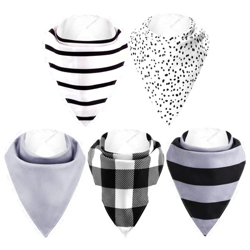 Janmercy 5 Pack Adult Drool Bandana Bibs Soft Adjustable Absorbent Christmas Drool Bibs for Christmas Special Needs Unisex Men Women