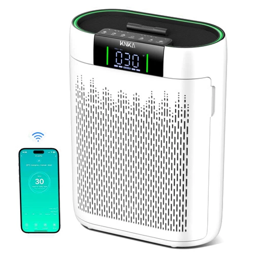 KNKA Air Purifiers for Home Large Room Bedroom up to 1740 Ft², Hepa Air Purifier with Air Quality Monitor, Smart WiFi, TRUE HEPA, Sleep Mode, Air Cleaner for Pets, Dust, Odor, Smoke, Pollen, AP2000WF