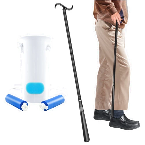 Kekoy 3 in 1 Sock Aid Device for Seniors Kit [Sock Aid and Dressing Stick] -Sock Aide Device with Foam Handles, 35 Inch Adjustable Extended Shoe Horn & Sock Puller Aid Easy On and Off