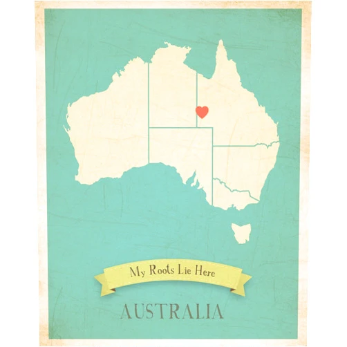 Children Inspire Design Wall Map, My Roots Australia Personalized Wall Map 08x10 Inch Print, Kid's Australia Map Wall Art, Wall Art Print, Nursery Decor, Nursery Wall Art
