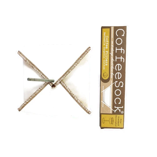 CoffeeSock 'The Original' Reusable Organic Cotton Coffee Filters - Made to fit Percolator Makers (2 Filters) - Made in the USA - Ultra-Durable 1 Year Filter Set - Eco-Friendly Compostable Cloth