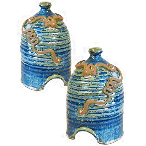 BestNest Anthony Stoneware Toad Houses, French Blue, Pack of 2