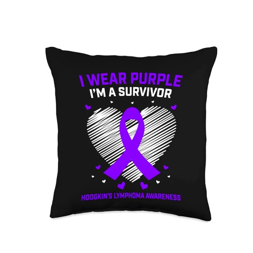 Hodgkin Lymphoma Awareness Products by Alexis Mae Purple Hodgkins Lymphoma Awareness Products Gifts Survivor Throw Pillow, 16x16, Multicolor