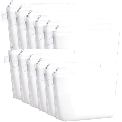 Weewooday 12 Pieces Sublimation Zipper Pouch Blank DIY Canvas Makeup Bags for Women Plain Cosmetic Pouch with Zipper for Travel Wedding Teacher Women Toiletry Makeup Cosmetic Stationery(White)