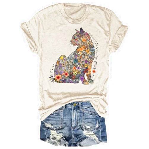 Beopjesk Womens Summer Giraffe Printed T-Shirt Funny Cute Animal Graphic Tees Tops