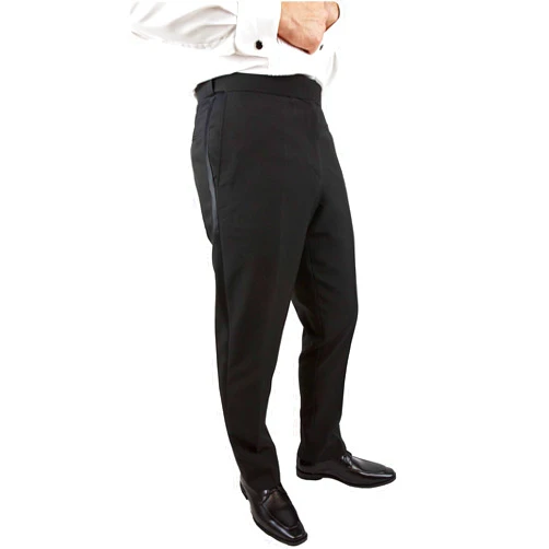 Sir Gregory Men's Fitted Flat Front Tuxedo Pants Formal Satin Stripe Trousers with Expandable Waistband