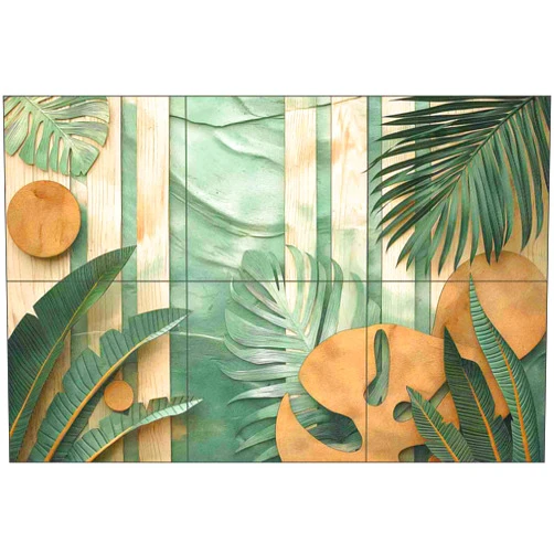 Artwork On Tile Ceramic Tile Mural Jungle Fever, One by Steve Hunziker Kitchen Bathroom Shower Backsplash
