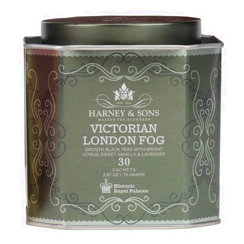 Harney & Sons Victorian London Fog Tea, Black and Oolong Tea with Citrus, Vanilla and Lavender | 30 Sachets, Historic Royal Palaces Collection