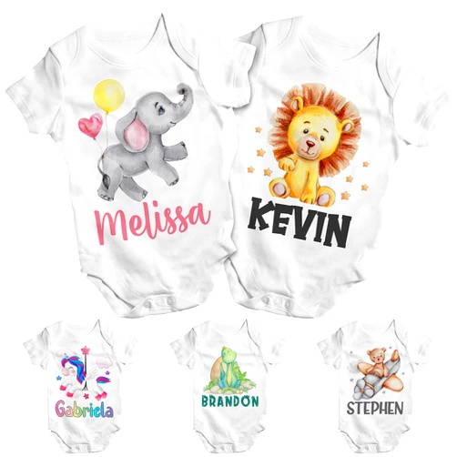 Custom Generic Personalized Baby Onesie Gift for Girl/Boy w/Name - Customized Funny Babies Bodysuit/Clothes - Custom Infant White Romper Shower Christmas Gifts C1, Newborn, 6M, 12M, 18M, 24M