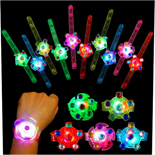 SCIONE 24pack LED Light Up Fidget Spinner Bracelets, Glow in The Dark Party Favors for Kids 4-8 8-12, Treasure Box Toys for Classroom, Birthday Gifts, Goodie Bags Easter Egg Fillers