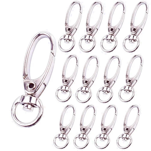 BronaGrand Pack of 50 D Swivel Trigger Clips Hooks Metal Key Ring Lobster Clasps
