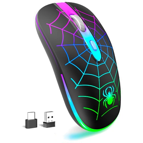 TaIYanG Wireless Mouse, 2.4G Portable Optical Quiet Cute Mouse with USB Receiver and Type C Adapter, 3 Adjustable DPI LED Wireless Mouse for Laptop, Computer, PC, MacBook, Desktop