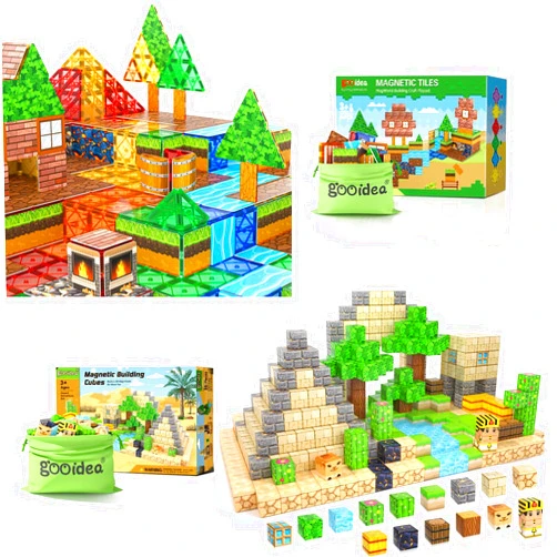 Gooidea 172PCS Magnetic Blocks Kids Toys, Simulating Mine Magworld Building Craft, Desert Construction Toy & Toppers Playset, Game Kids Toys Learning Sensory Toys Gift for Age 4-6, 5-7, 8-12 Boys Girls Gamers