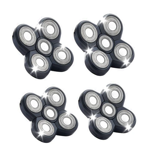 Audoc 4PCS Shaver Replacement Blades,5 Head Shaver Heads for Bald Men,Head and Face Electric Razor Shaver Head