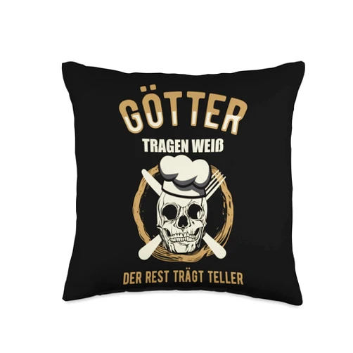 Götter tragen Weiß der Rest trägt Teller für Köche Götter tragen Weiss die Rest Wears Plates for Chefs Throw Pillow, 16x16, Multicolor