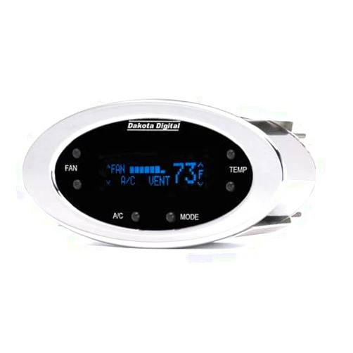 Dakota Digital Digital Elliptical Climate Control System, fits Vintage Air Gen II, Satin Bezel, Teal Display - Compatible with Most Vehicles